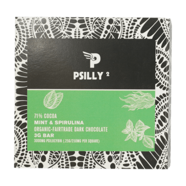 Psilly - Dark Chocolate Bar - Mint & Spirulina | Buy Magic Mushrooms Canada